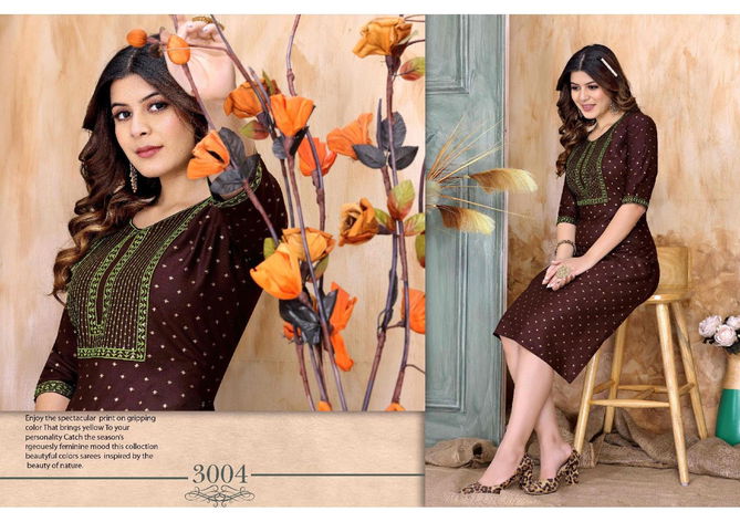 Golden Inayat Sequence Daily Wear Heavy Rayon Designer Kurti Collection